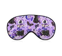 Máscara para ojos de juego de fiesta, unisex, máscara elástica para dormir, cómoda máscara para dormir para mujeres y hombres, compatible con Witchy Witch Goth Black Cat Mushroom