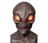 Máscara profesional de extraterrestre de látex - Disfraz de cabeza completa ultra realista para cosplay de Halloween, casas embrujadas y bromas de fiesta aterradoras (talla única para adultos)