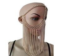 Máscara punk borlas joyas para el pelo máscara facial de novia moderna bling máscara cadena joyería festival moda accesorio