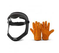 Máscara química de cara completa protector facial completo HD antivaho con guantes visera de PC resistente a impactos máscara de protección para esmerilado soldadura y corte de césped.