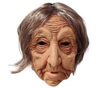 Máscara realista de anciana, accesorio de disfraz de Halloween de pelo corto espeluznante de látex para fiesta