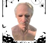 Máscara realista de anciano, disfraz de cabeza completa con cabello , 15.16 x 10.63 x 8.46 pulgadas, accesorio de cosplay realista para bailes de máscaras, teatro, festivales, espectáculos de