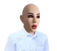 Máscara realista de Halloween, máscara transpirable para mujeres calvas, cara humana, accesorios realistas para disfraz
