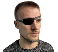 Máscara retro de un solo ojo, cubierta de parche de piel sintética con pliegues para los ojos con elástico ajustable para mujeres y hombres, accesorios de cosplay, no daña la piel (derecha)