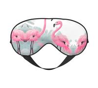 Máscara reversible de poliéster para dormir con diseño de flamenco rosa con correa ajustable para máxima comodidad y bloqueo de luz