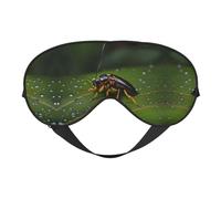 Máscara reversible de poliéster para dormir con diseño de insectos en hojas con correa ajustable para máxima comodidad y bloqueo de luz