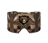 Máscara rústica con estampado de oso de oso para dormir - Meditación y viajes - Transpirable, ajustable y cobertura completa