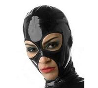 Máscara sexy de látex de goma unisex con capucha de 0,4 mm para Club Wear Unique Party BC24 (XL, negro)