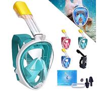 Máscara Snorkel, Gafas Buceo, Empresa Nacional, visión 180º, antivaho, Soporte Camara Deportiva Go Pro o Similar, Tubo respiración con Doble Canal de Aire. (S/M, Verde)