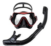Máscara Snorkel Máscara Buceo Premium Snorkel Set Máscara De Buceo para Adultos Natación Gafas Dry Equipo de Snorkel(Rot)