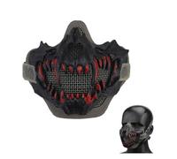 Máscara Táctica de Airsoft Diseño Media Cara para Máxima Protección Ligera y Ajustable con Respiración Comunicación Fáciles Juegos Negro y Rojo