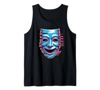 Máscara Teatro Glitch Comedia Arte Digital Distorsión Camiseta sin Mangas