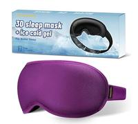 Máscara térmica para los ojos para viajar, máscara opaca para mujeres y hombres, máscara de dormir de espuma viscoelástica, esencial para viajes ligero (morado)