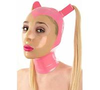 Máscara transparente Fiesta Máscara de látex de Halloween Máscara sexual Bdsm Máscara rosa Máscara de cabeza Máscara de goma Máscaras de bondage eróticas Máscaras de cosplay Máscara de látex Disfraz(L