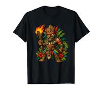 Máscara Tribal Guerrero Tiki de Fuego Tropical Luau Spirit Camiseta