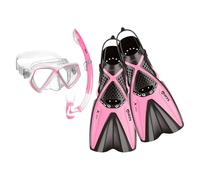 Máscara Tubo y Aletas Niños Mares Aquazone Set X-One Pirate, Conjunto con Máscara Tubo y Aletas de Snorkel Niños, Unisex, Rosa, XS