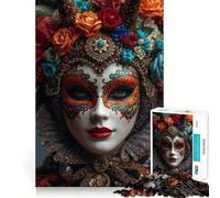 Máscara Veneciana con Tocado Floral Rompecabezas de 1000 Piezas para Adolescentes Juego de Memoria Mental Cierre Seguro sin Piezas Sueltas Ideal para Viajar Juego para ejercitar la Mente Regalo