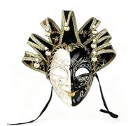 Máscara veneciana de bufón para carnaval, fiesta, disfraz | Bell Campanas Máscara de Carnaval Fiesta de Graduación Decoración del Hogar Halloween Jester Máscara Veneciana Mascarilla