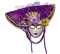 Máscara Veneciana del Bufón de Modelo Vintage Mujer para Carnaval Halloween Navidad Cosplay Fiesta Bola de Fantasía (Morado)