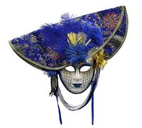 Máscara Veneciana del Bufón de Modelo Vintage Mujer para Carnaval Halloween Navidad Cosplay Fiesta Bola de Fantasía (Azul)