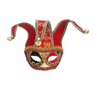 Máscara Veneciana del Bufón de Modelo Vintage para Carnaval Halloween Navidad Cosplay Fiesta Bola de Fantasía (Mascara Veneciana Media Cara Clasico Rojo)