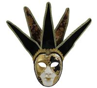 Máscara Veneciana del Bufón de Modelo Vintage para Carnaval Halloween Navidad Cosplay Fiesta Bola de Fantasía (02403 Negro)