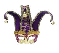 Máscara Veneciana del Bufón de Modelo Vintage para Carnaval Halloween Navidad Cosplay Fiesta Bola de Fantasía (Mascara Veneciana Purpurina Morado)