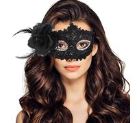 Máscara veneciana para mujer con adorno de flores, máscara de mascarada de PP de media cara de 8x4 pulgadas con correa para la cabeza para fiesta de graduación, Halloween, recuerdo de fiesta negro
