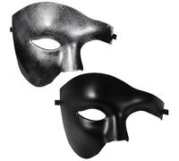 Máscara Veneciana Parejas, 2PCS Halloween Máscara de Mascarada Máscaras de Ojos de Encaje Máscaras de Mardi Gras Máscarass de Baile para Mujer y Hombre Fiesta Accesorios para Halloween(Negro)