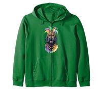 Máscara y Cuentas de Perro Labradoodle Negro de Mardi Gras Sudadera con Capucha