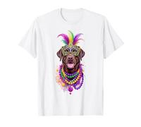 Máscara y Cuentas de Perro Labrador de Chocolate Mardi Gras Camiseta