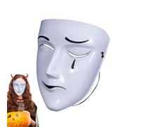 Mascarada De Halloween, Máscara De Mascarada Para Hombres,Máscara Blanca De Dolor Y Risa - Máscara Creativa Triste Y Feliz, Manta De Cara De Fantasía Y Fresca Para Cosplay De Carnaval
