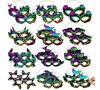 Máscaras de Animales del mar,Máscaras de Papel de Bricolaje de 24 Piezas para Decorar Niños Máscara de Arte de Rasguños de Magia Divertida Kit de Artesanía para la Fiesta Cumpleaños (Animales del mar)