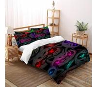 Máscaras de Gato X de Colores Funda Edredon 3 Piezas 3D Impresa Animal Theme con Cremallera Y Funda De Almohada Super King（260x220cm） Microfibra Juego De Cama para para Adultos Y Niñas