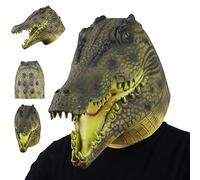 Máscaras de Halloween Mascaras de animales para adultos Disfraz de cocodrilo seguro Cocodile Cabeza completa Masilla de cocodrilo transpirable Máscaras de animales de animales realistas para disfra