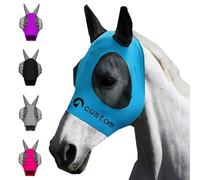 Máscaras de mosca personalizadas para caballos, máscara profesional personalizada con logotipo y nombre, gran espacio para los ojos, protección UV