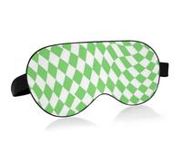 Máscaras de ojos esenciales de viaje con banda elástica ajustable y opaca, diseño de tablero de ajedrez trenzado verde y blanco, para el cuidado de la piel, transporte público