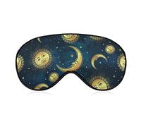 Máscaras de ojos suaves con correa ajustable compatibles con Boho Chic Gold Moon Sun Stars Sleeping Mask, ligeros y cómodos bloques de venda para los ojos ligeros para hombres y mujeres, viajes al a
