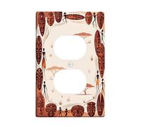 Máscaras Duplex - Placa de pared con siluetas culturales étnicas, árboles N/A, placas de pared de plástico marrón de tamaño estándar para enchufes eléctricos para el hogar, sala de estar, decoración