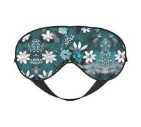 Máscaras para dormir sedosas, color verde azulado gris y blanco, diseño floral, suave satén elástico para mujeres y hombres, siesta de viaje, estrellas nocturnas silenciosas