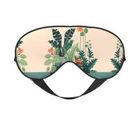 Máscaras para dormir sedosas con dibujos animados pequeños verdes con estampado de plantas verdes, cubierta de ojos de satén suave elástico para mujeres y hombres, siesta de viaje, estrellas nocturnas
