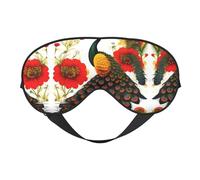 Máscaras para dormir sedosas con estampado de flores rojas de pavo real, cubierta de ojos de satén suave elástico para mujeres y hombres, siesta de viaje, estrellas nocturnas silenciosas