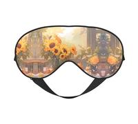 Máscaras para dormir sedosas girasoles bajo el alféizar de la ventana, cubierta de ojos de satén suave elástico para mujeres y hombres, siesta de viaje, estrellas nocturnas silenciosas