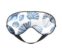 Máscaras para los ojos, máscara para dormir ajustable, cubierta para los ojos, cubierta para sombra para dormir, trabajo por turnos,Patrón de conchas azules sobre blanco