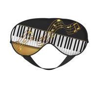 Máscaras para los ojos, máscara para dormir ajustable, cubierta para los ojos, cubierta para sombra para dormir, trabajo por turnos,Tecla de piano elegante con notas doradas en negro