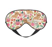 Máscaras para los ojos, máscara para dormir ajustable, cubierta para los ojos, cubierta para sombra para dormir, trabajo por turnos,Perros salchicha Doxie florales