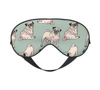 Máscaras para los ojos, máscara para dormir ajustable, cubierta para los ojos, cubierta para sombra para dormir, trabajo por turnos,Perros Pug Sentados