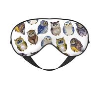 Máscaras para los ojos, máscara para dormir ajustable, cubierta para los ojos, cubierta para sombra para dormir, trabajo por turnos,Búhos lindos acuarela