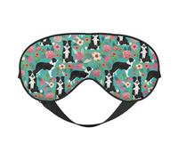 Máscaras para los ojos, máscara para dormir ajustable, cubierta para los ojos, cubierta para sombra para dormir, trabajo por turnos,Border Collie Florales Impresos