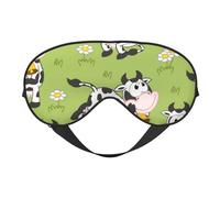 Máscaras para los ojos, máscara para dormir ajustable, cubierta para los ojos, cubierta para sombra para dormir, trabajo por turnos,Lindo Animal Vaca Verde